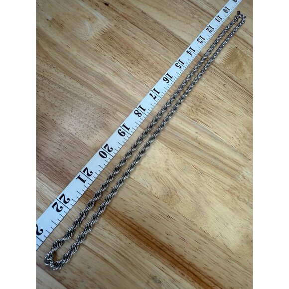 Monet Silver Tone Rope Chain Necklace 24" Vintage Jewelry Classic Design - Picture 6 of 7